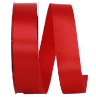 Red - Dyna Satin ribbon on a flat spool — single-face satin with taffeta back, 1 3/8" width, 100 yards