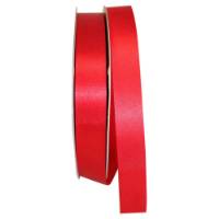 Red Dyna Satin ribbon on a flat spool — single-face satin with taffeta back, 7/8" width, 100 yards