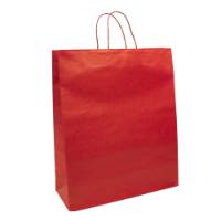 Red J-Cut Shopping Bag w/ Twisted Paper Handle