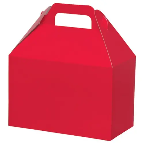 Red large gable box — solid red finish, die-cut top carry handle