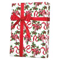 Red Ribbons & Canes Gift Wrap Wholesale Gift Wrap Paper, Christmas Gift Wrap Paper