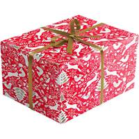 Red Scandanavian Gift Wrap Paper