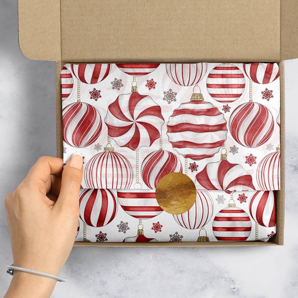Patterned Tissue Paper Red Red & White Ornaments Tissue Paper 20x30 | 240 Sheets Wholesale