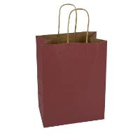 Solid burgundy kraft paper shopping bag with twisted paper handles — 8 x 4 3/4 x 10 1/2
