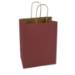 Solid burgundy kraft paper shopping bag with twisted paper handles — 8 x 4 3/4 x 10 1/2
