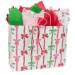 Rows of Bows Paper Shopping Bags — white kraft with repeating rows of red, green, and gold gift bows, twisted handles, large
