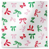 Rows of bows printed tissue paper with red bow pattern and white background