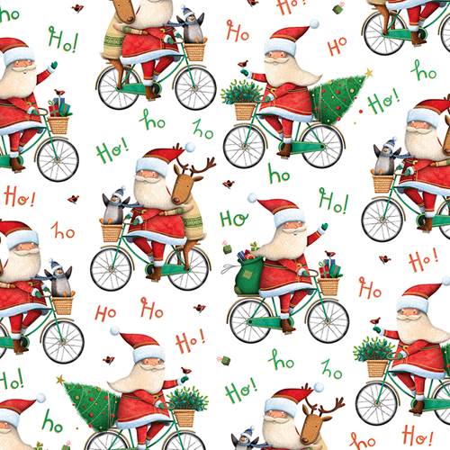 Santa Bicycle Gift Wrap Paper