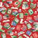 Santas Library Gift Wrap Paper - stacked books, Santa hats, and a cozy Christmas library theme on a green background