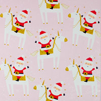 Santas Pink Unicorn Gift Wrap Paper