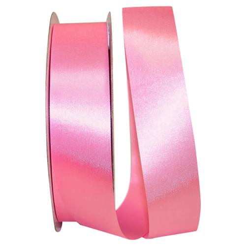 Shocking Pink - Dyna Satin ribbon on a flat spool — single-face satin with taffeta back, 1 3/8" width, 100 yards