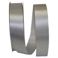 Silver - Dyna Satin ribbon on a flat spool — single-face satin with taffeta back, 1 3/8" width, 100 yards