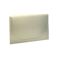 Silver Ice gift card folder 5" x 3 3/8" x 1/8" — slim tuck-close sleeve, solid pearlescent silver, holds a standard gift card