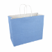 White paper shopping bag with sky blue print and twisted paper handles