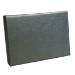 Slate Ribbed gift card box shown closed — cool slate gray with a fine ribbed texture and silvery satin sheen, slim pop-up box