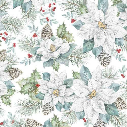 Snowdrift Floral Gift Wrap Paper — Snowdrift Floral Christmas gift wrap pattern