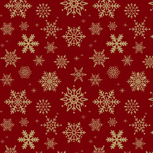 Snowflakes Red Gift Wrap Paper with geometric gold snowflakes on deep red