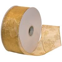 Snowflakes Wired Ribbon (Gold/Gold)
