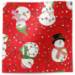 Snowmen and lights tissue paper with illustrated snowmen and string lights on red