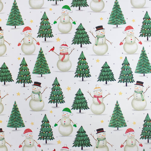 Snowmen &amp; Trees Gift Wrap Paper — festive Snowmen &amp; Trees holiday wrapping paper design
