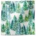 Snowy trees tissue paper with watercolor snow-covered pines in green and icy white