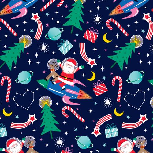 Space Santa Gift Wrap Paper — holiday space santa printed gift wrapping paper