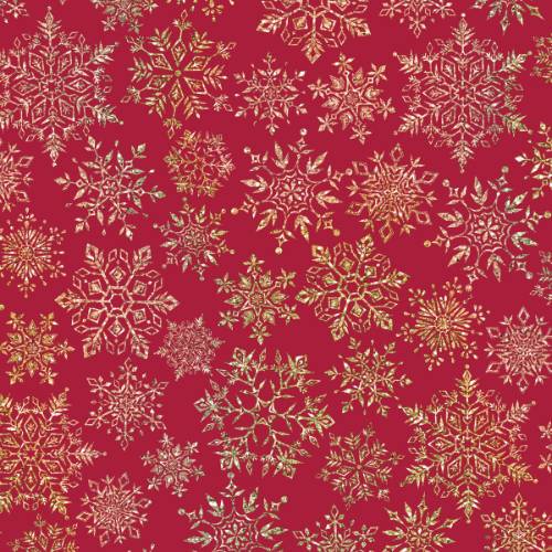 Sparkleflake Gold Red Gift Wrap Paper - shimmering gold snowflakes scattered across a rich red background