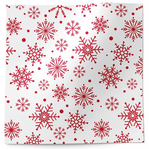 Spiraling Snowflakes Printed Tissue Paper — Spiral-shaped red and pink snowflake designs on white background