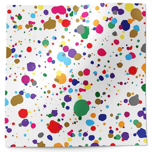 Splatter Printed Tissue Paper — Colorful paint splatter drops in multiple bright colors on white