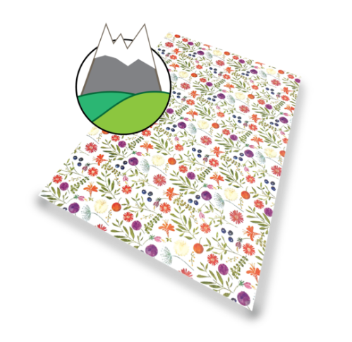Spring Meadow Scented Tissue Paper — White tissue with colorful small floral and nature pattern scattered across