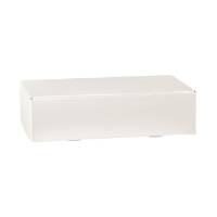 Spun Bianco wine bottle box 7.2x3.5x13.4, hinged-lid gift box with full-length insert dividers holding 2 bottles, white embossed spun finish