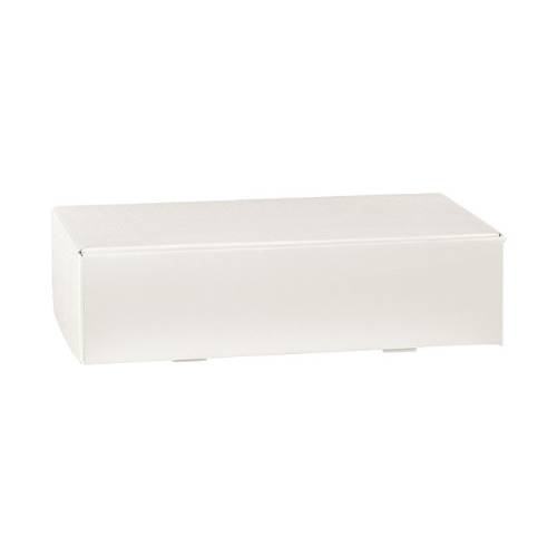 Spun Bianco wine bottle box 7.2x3.5x13.4, hinged-lid gift box with full-length insert dividers holding 2 bottles, white embossed spun finish