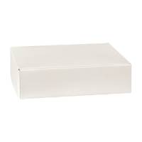 Spun Bianco wine bottle box 11x3.5x13.4, hinged-lid gift box with full-length insert dividers holding 3 bottles, white embossed spun finish