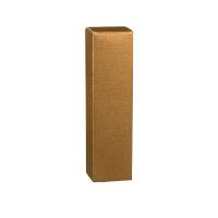Spun Oro wine bottle box 3.5x3.5x15, tall slim top-opening bottle box with tuck-close lid, matte gold spun-metallic finish