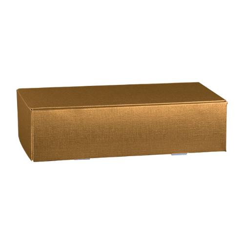 Spun Oro Wine Bottle Box 7.2x3.5x13.4 — gift box with full-length insert dividers, matte gold spun-metallic finish