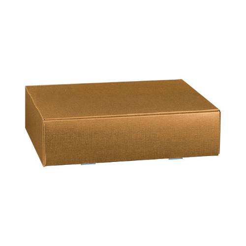 Spun Oro Wine Bottle Box 11x3.5x13.4 — gift box with full-length insert dividers, matte gold spun-metallic finish