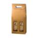 Spun Oro Wine Bottle Carrier 7x3.5x15 — upright folding carrier with die-cut handle and arched bottle window, matte gold spun-metallic finish