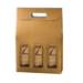 Spun Oro Wine Bottle Carrier 10.6x3.5x15 — upright folding carrier with die-cut handle and arched bottle window, matte gold spun-metallic finish