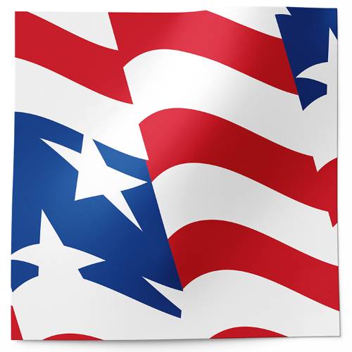 Stars and Stripes Printed Tissue Paper — Bold American flag design with blue star field and red and white stripes