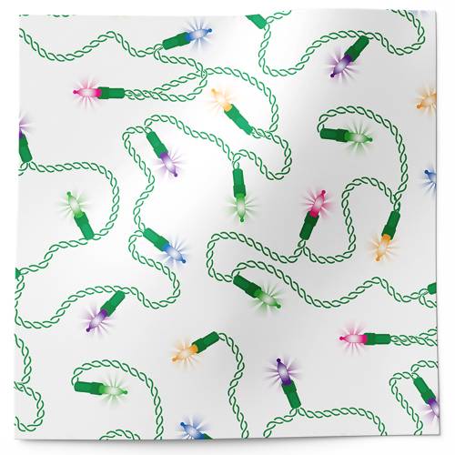 String of Lights Printed Tissue Paper — Colorful holiday string light strands overlapping on dark background