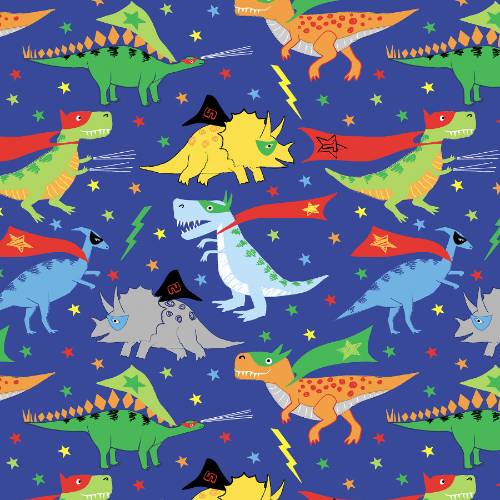 Super Hero Dinosaurs Gift Wrap Paper — fun super hero dinosaurs birthday gift wrapping paper