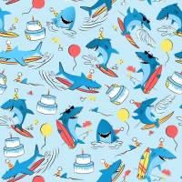 Surfing Sharks Gift Wrap Paper — fun surfing sharks birthday gift wrapping paper