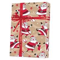 Swingin Santa/Kraft Gift Wrap Wholesale Gift Wrap Paper, Christmas Gift Wrap Paper