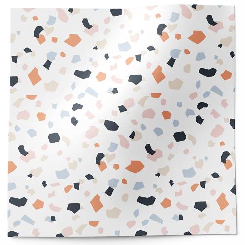 Terazzo Printed Tissue Paper — Terrazzo stone pattern with multicolored irregular chip shapes on white background