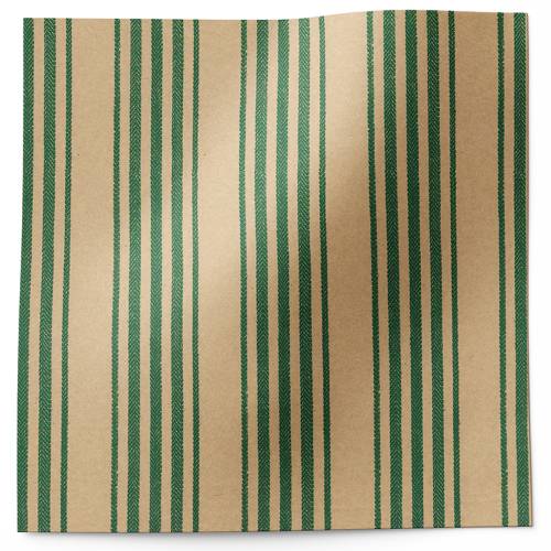 Ticking Stripe Green Printed Tissue Paper — green ticking stripe pattern on white background
