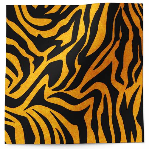 Tiger Printed Tissue Paper — Bold orange and black tiger stripe pattern with irregular curved stripes