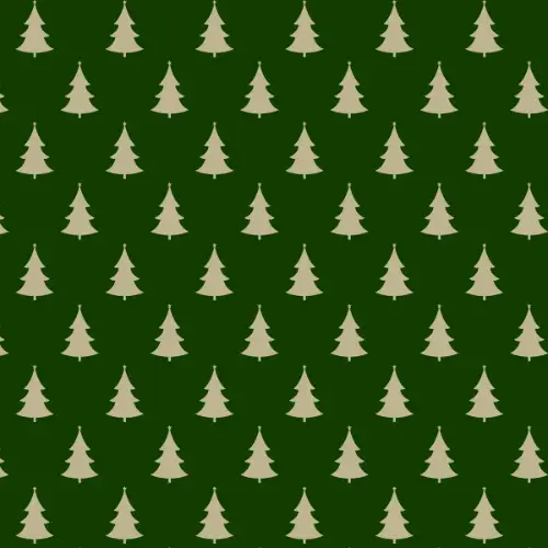 Trees on Kraft Gift Wrap Paper with kraft tan Christmas tree silhouettes in rows on deep forest green