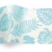 Tropical Mist Printed Tissue Paper — Delicate tropical leaf and floral motifs in soft teal and blue on white