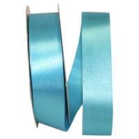 Turquoise - Dyna Satin ribbon on a flat spool — single-face satin with taffeta back, 1 3/8" width, 100 yards