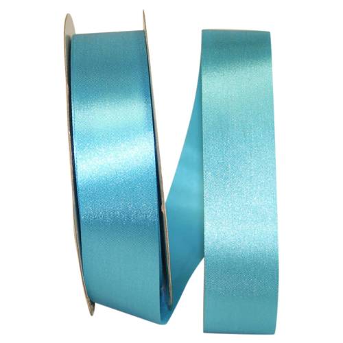 Turquoise - Dyna Satin ribbon on a flat spool — single-face satin with taffeta back, 1 3/8" width, 100 yards